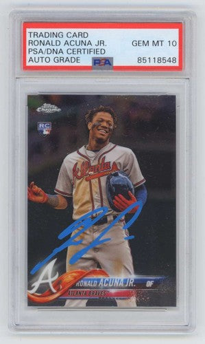 Ronald Acuna Jr 2018 Topps Chrome Update #HMT25 RC Signed PSA 10 Auto Braves-Powers Sports Memorabilia