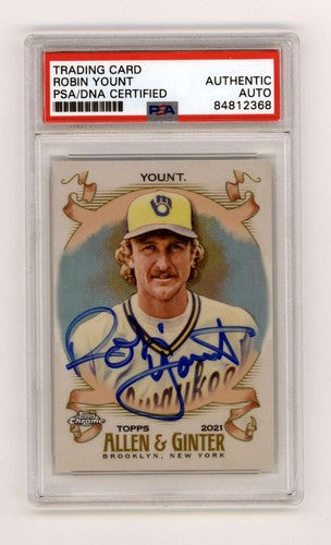 Robin Yount 2021 Topps Chrome Allen & Ginter Refractor Signed PSA/DNA Authenticated-Powers Sports Memorabilia