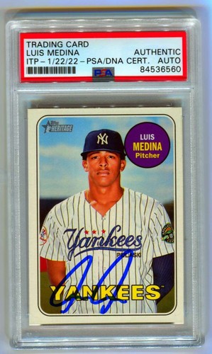 Luis Medina 2018 Topps Heritage Minors #60 RC Signed Auto PSA DNA Yankees A's-Powers Sports Memorabilia