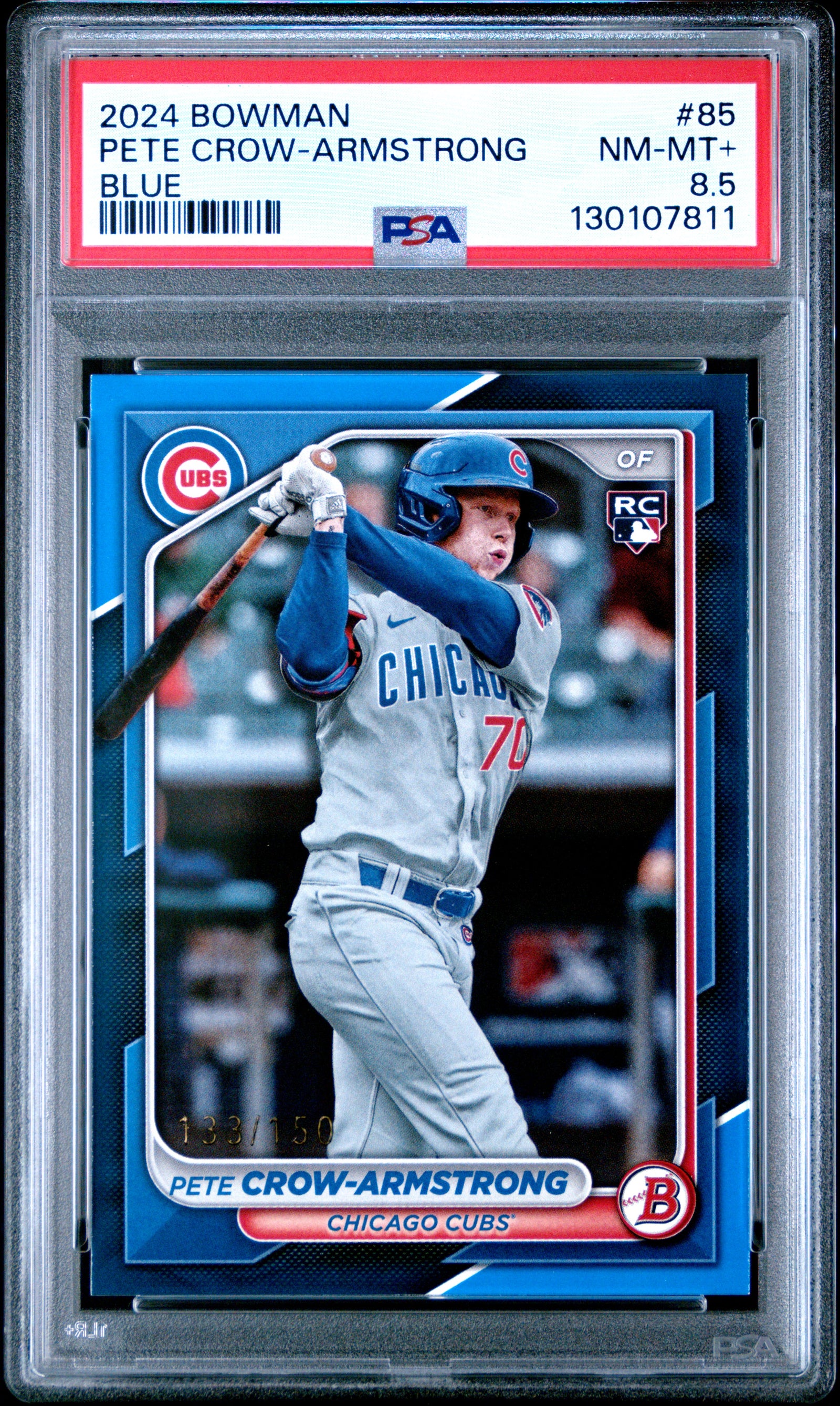 Pete Crow-Armstrong 2024 Bowman Blue Rookie Card #85 PSA 8.5 133/150-Powers Sports Memorabilia