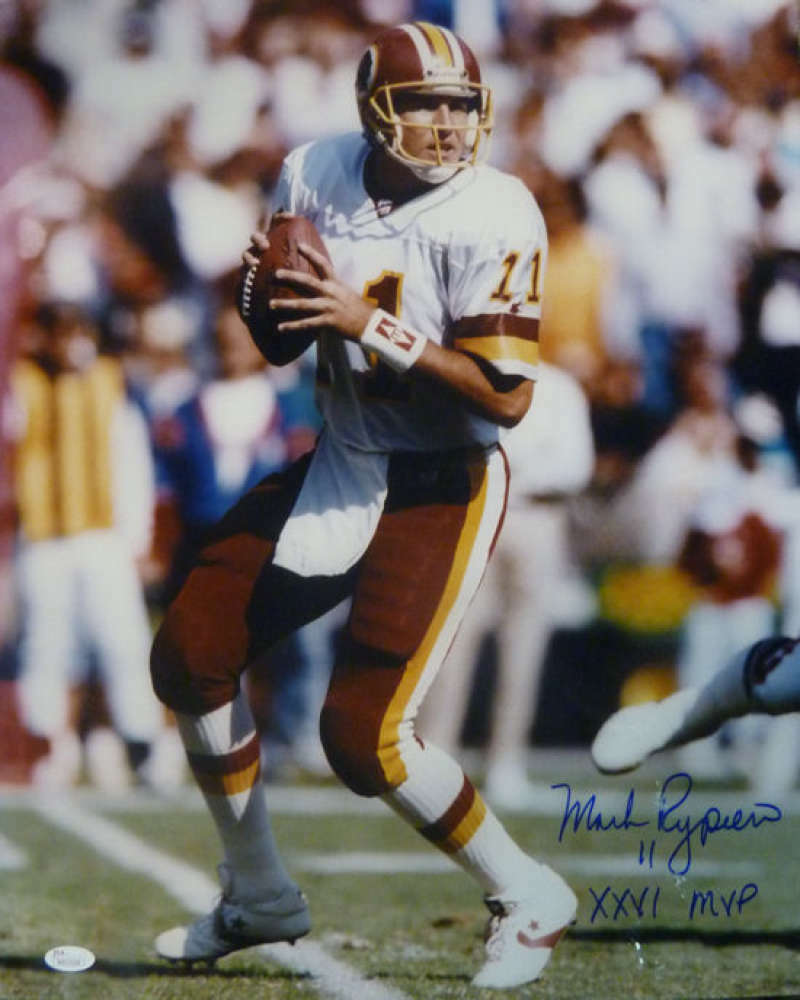 Mark Rypien Washington Redskins Signed 16x20 Photo SB MVP Inscription JSA-Powers Sports Memorabilia