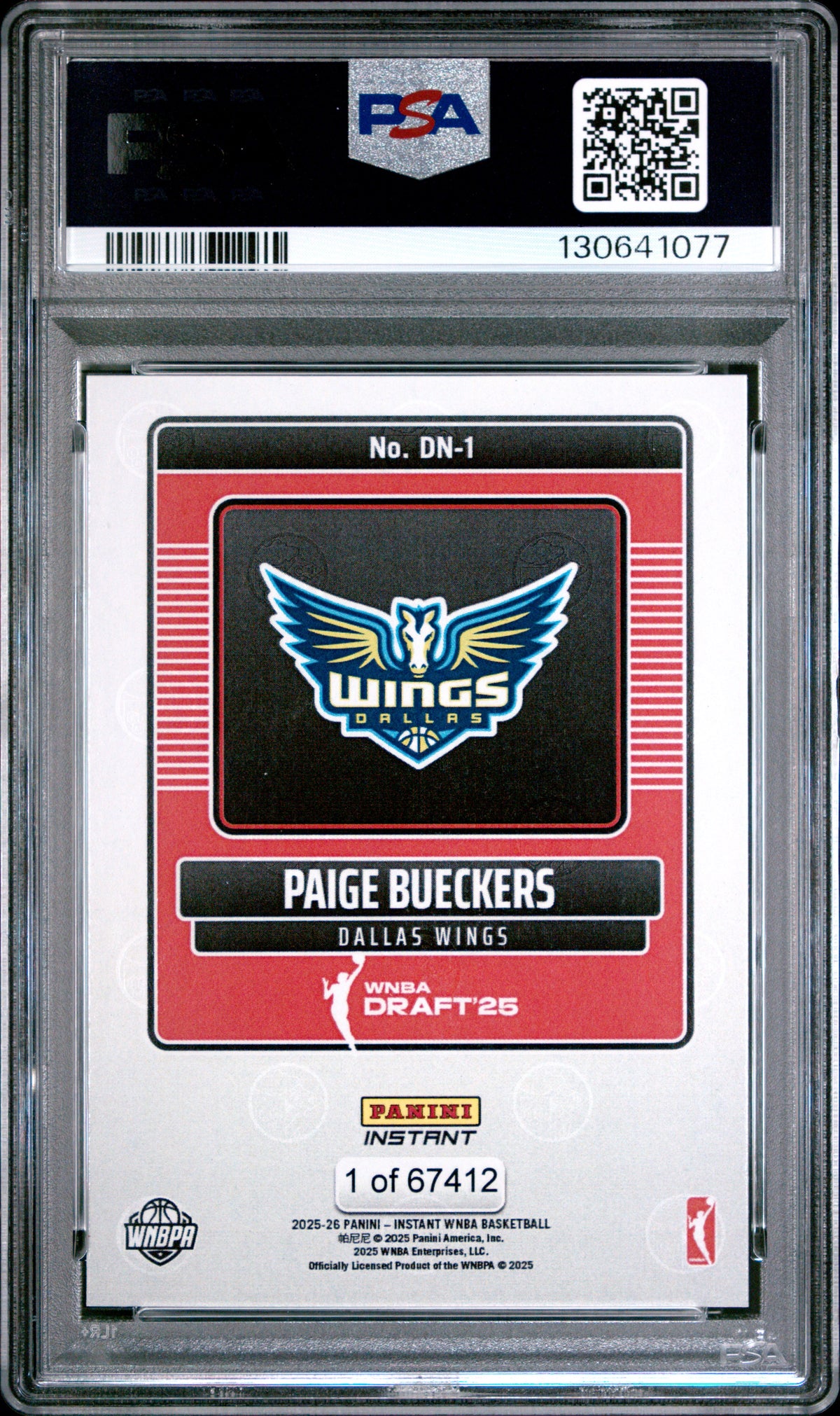 Paige Bueckers 2025 Panini Instant WNBA Draft Night Rookie Card #DN1 PSA 10-Powers Sports Memorabilia