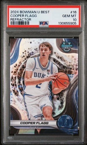 Cooper Flagg 2024 Bowman U Best Refractor Basketball Rookie Card #16 Graded PSA 10 Cert #130655905-Powers Sports Memorabilia