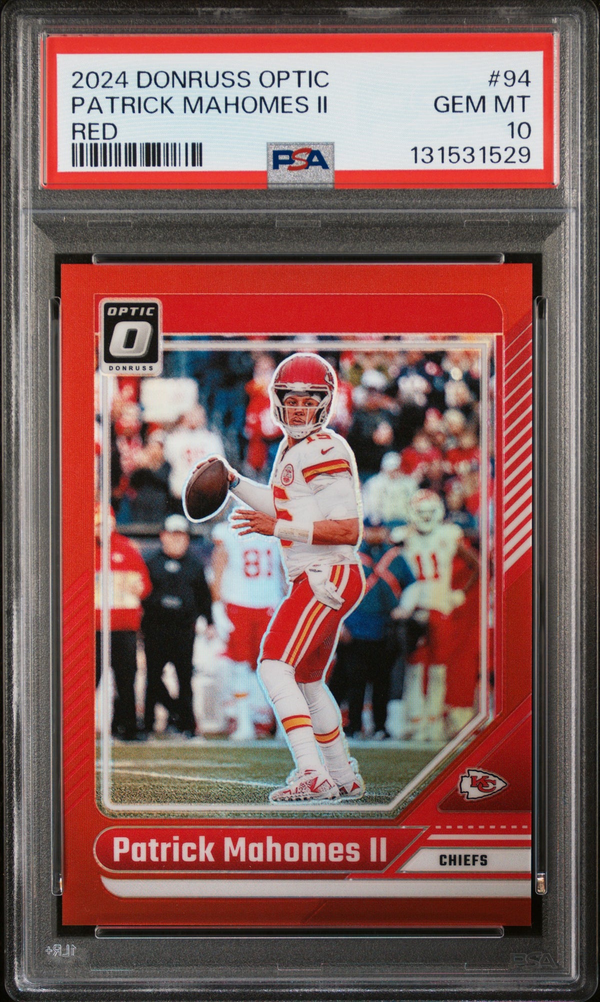 Patrick Mahomes II 2024 Donruss Optic Red Kansas City Chiefs Football Card #94 Serial 24/125 Graded PSA 10 Cert #131531529-Powers Sports Memorabilia