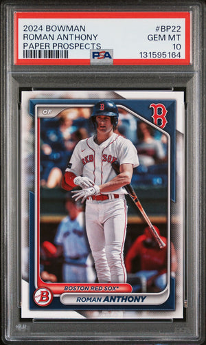 Roman Anthony 2024 Bowman Paper Prospects Baseball Rookie Card #BP22 Graded PSA 10 Cert #131595164-Powers Sports Memorabilia