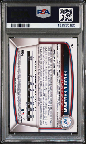 Freddie Freeman 2023 Bowman Chrome S/E Baseball Card #47 Graded PSA 8 Cert #131595185-Powers Sports Memorabilia