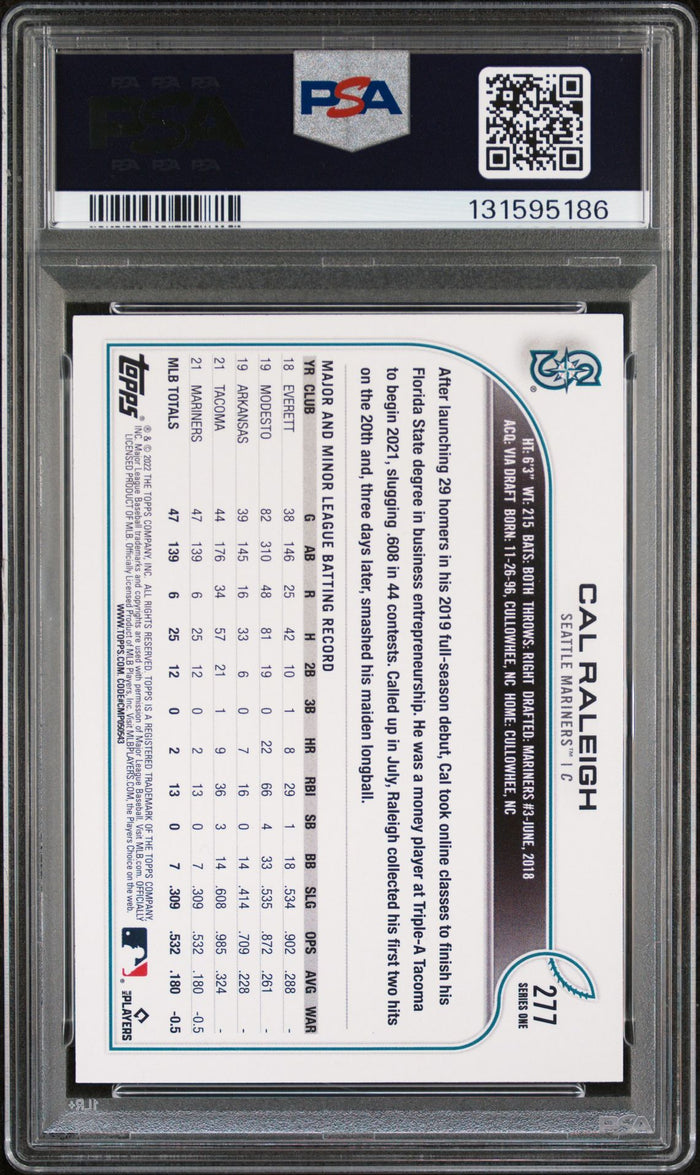 Cal Raleigh 2022 Topps Rookie Baseball Rookie Card #277 Graded PSA 9 Cert #131595186-Powers Sports Memorabilia