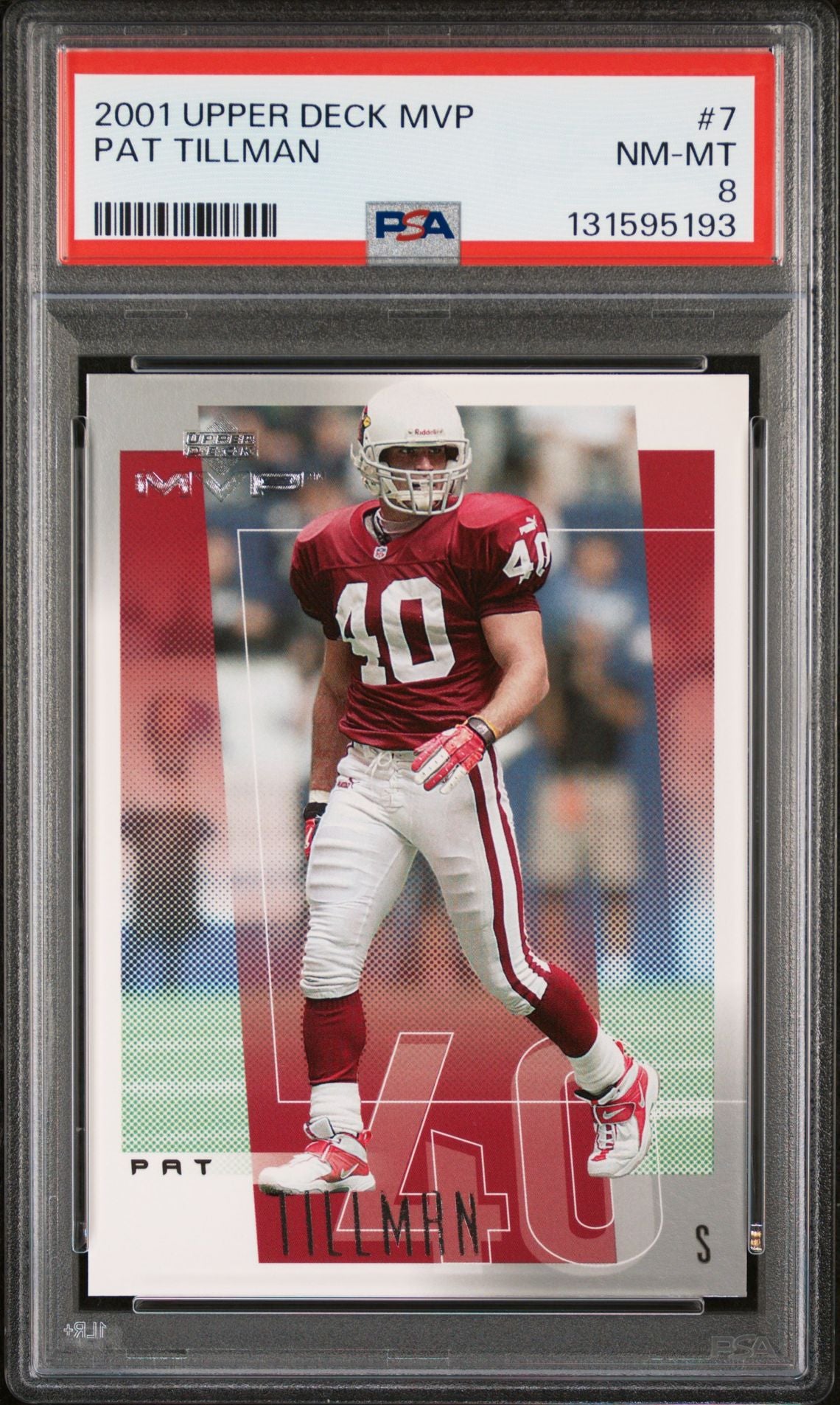 Pat Tillman 2001 Upper Deck MVP Football Rookie Card #7 Graded PSA 8 Cert #131595193-Powers Sports Memorabilia