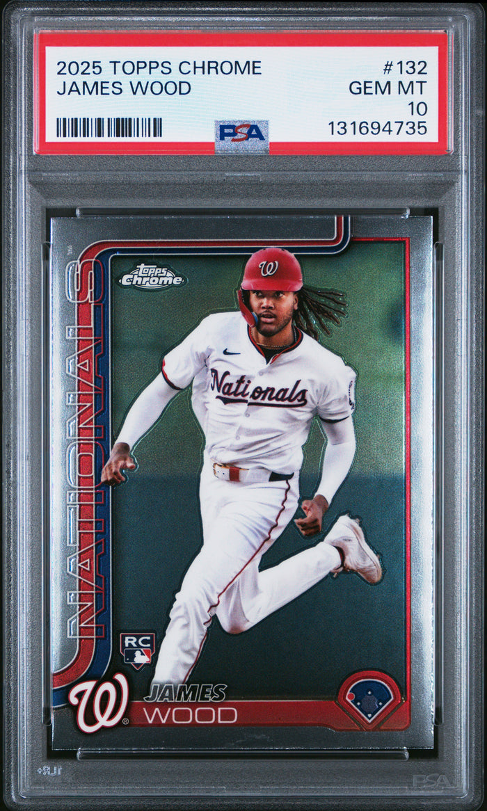 James Wood 2025 Topps Chrome RC Rookie Card #132 PSA 10-Powers Sports Memorabilia