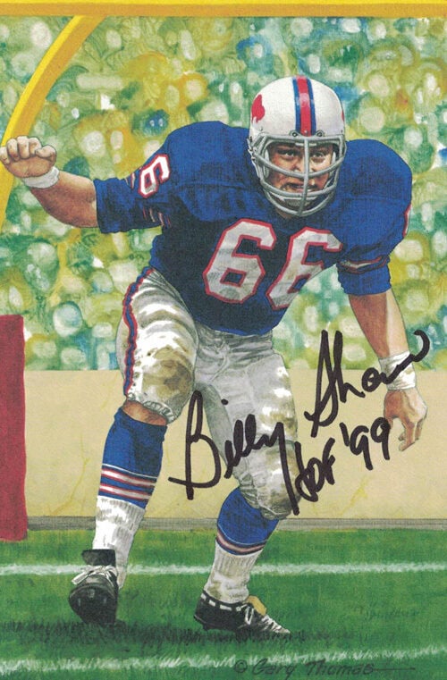 Billy Shaw Buffalo Bills Signed Goal Line Art Card in black with HOF 99-Powers Sports Memorabilia