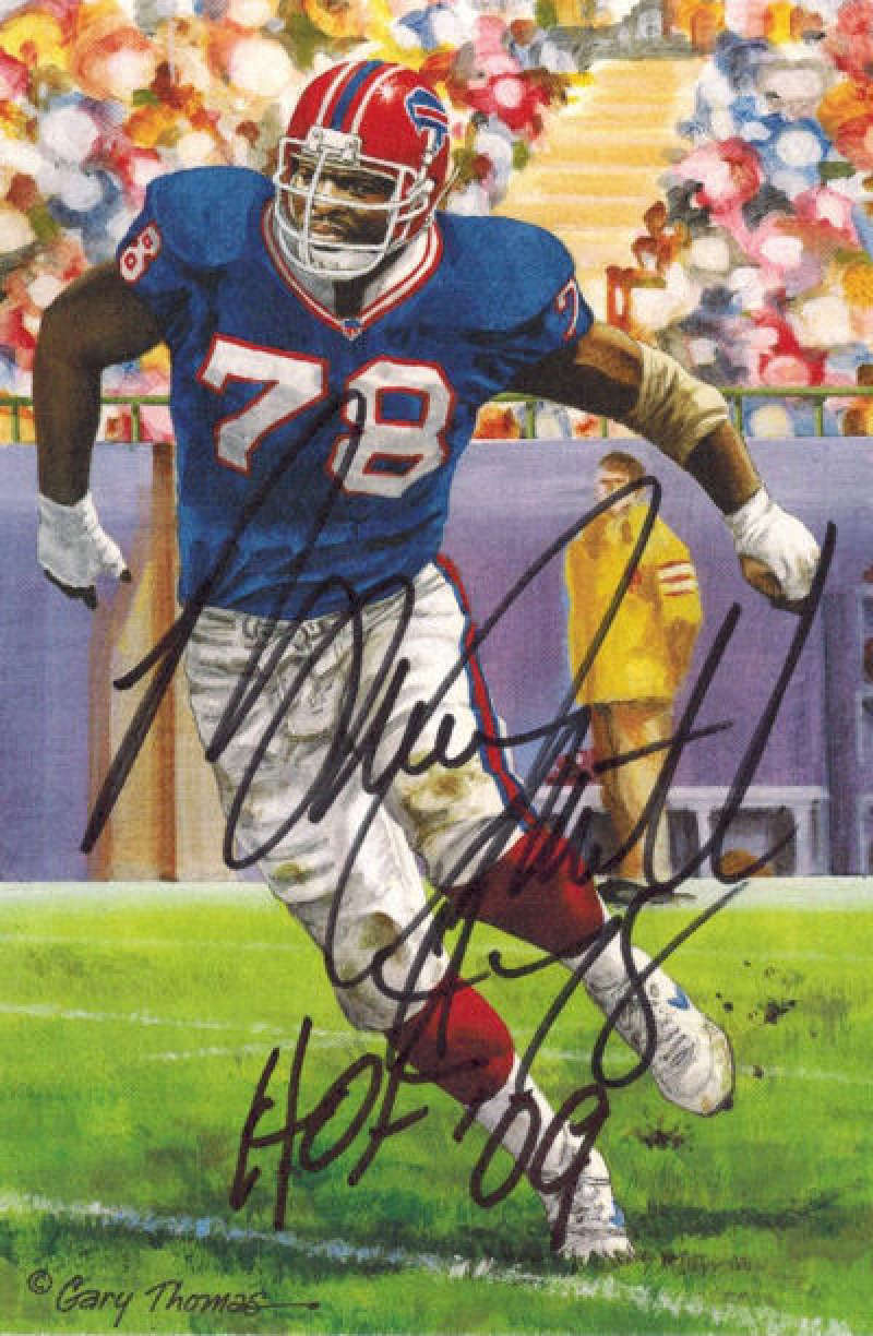 Bruce Smith Signed Buffalo Bills Goal Line Art Card black w/HOF 09-Powers Sports Memorabilia