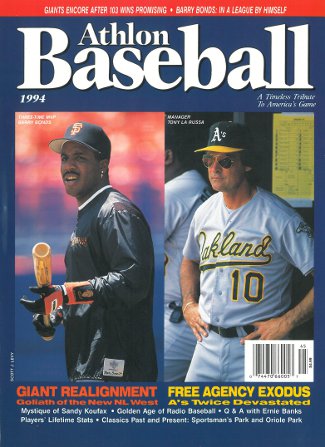 Barry Bonds San Fran Giants & Tony LaRussa Oakland A's 1994 MLB Baseball Preview Magazine - New-Powers Sports Memorabilia