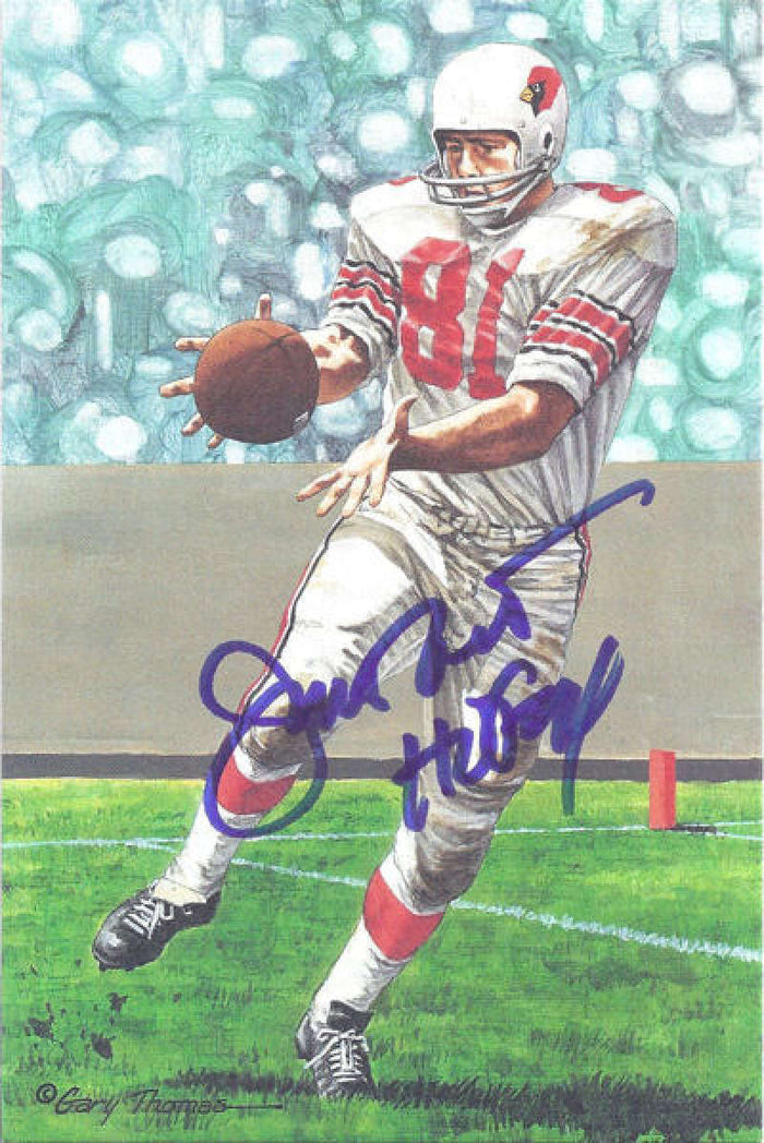 Jackie Smith Signed St Louis Cardinals Goal Line Art Card blue w/HOF 94-Powers Sports Memorabilia