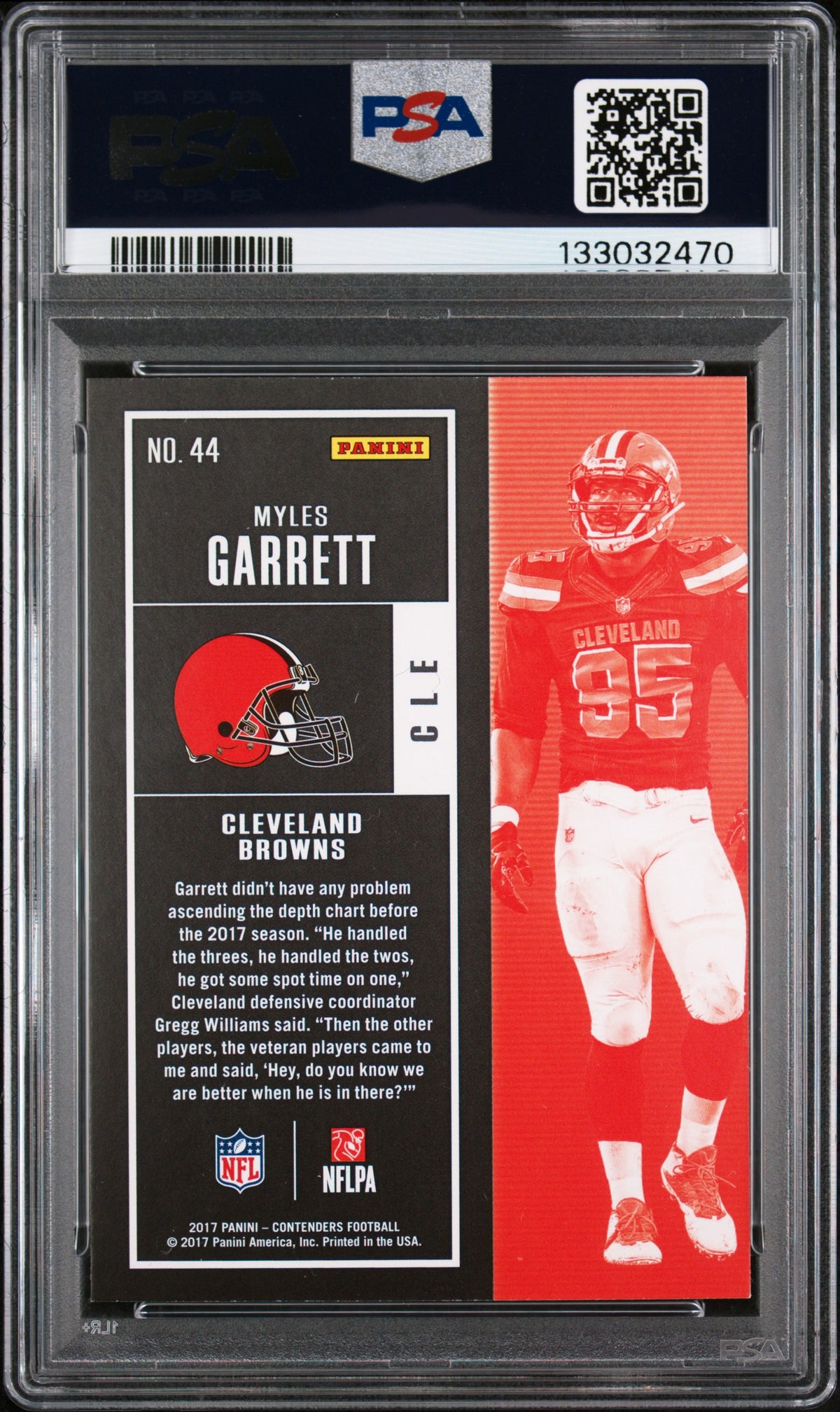 Myles Garrett 2017 Panini Contenders Cleveland Browns Football RC Rookie Card #44 Graded PSA 9 Cert #133032470-Powers Sports Memorabilia