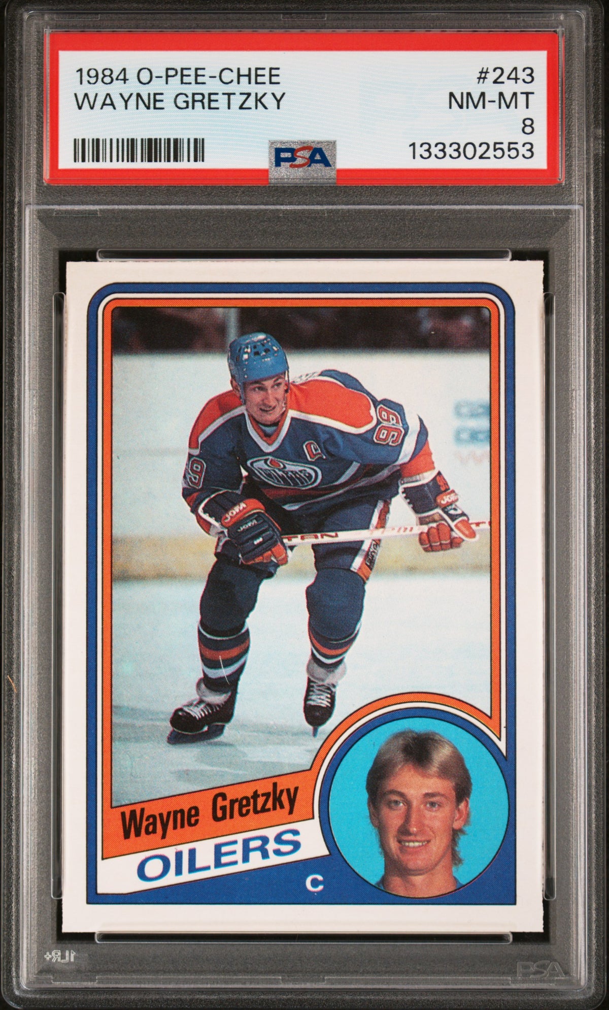 Wayne Gretzky 1984 O-Pee-Chee Edmonton Oilers Hockey Card #243 Graded PSA 8 Cert #133302553
