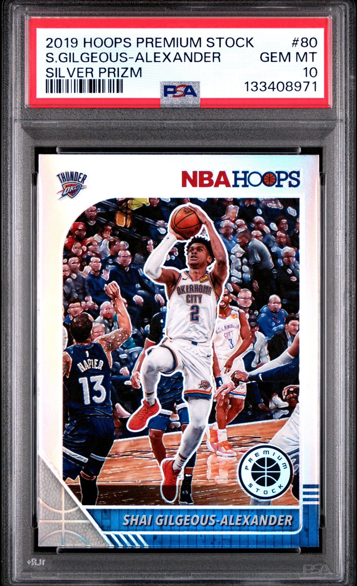 Shai Gilgeous-Alexander 2019 Hoops Premium Stock Silver Prizm Basketball Card #80 Graded PSA 10 Cert #133408971-Powers Sports Memorabilia