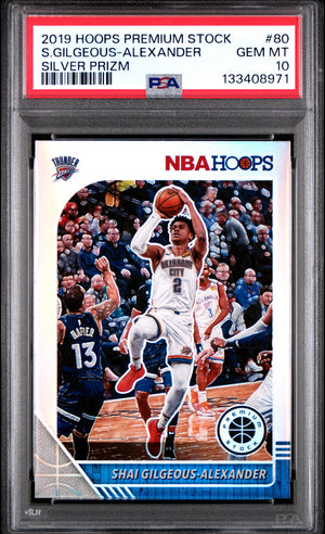 Shai Gilgeous-Alexander 2019 Hoops Premium Stock Silver Prizm Basketball Card #80 Graded PSA 10 Cert #133408971-Powers Sports Memorabilia