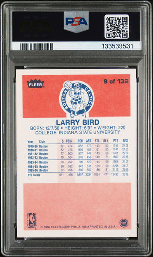 Larry Bird 1986 Fleer Signed Basketball Card #9 Graded PSA 7 Auto 10 Cert #133539531-Powers Sports Memorabilia