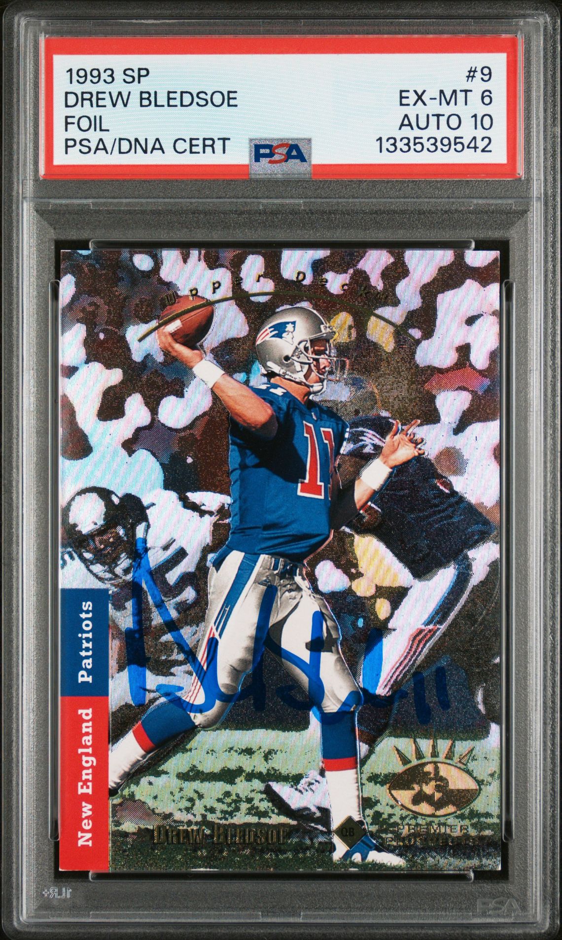 Drew Bledsoe 1993 SP Foil Signed Football Rookie Card #9 Graded PSA 6 Auto 10 Cert #133539542-Powers Sports Memorabilia
