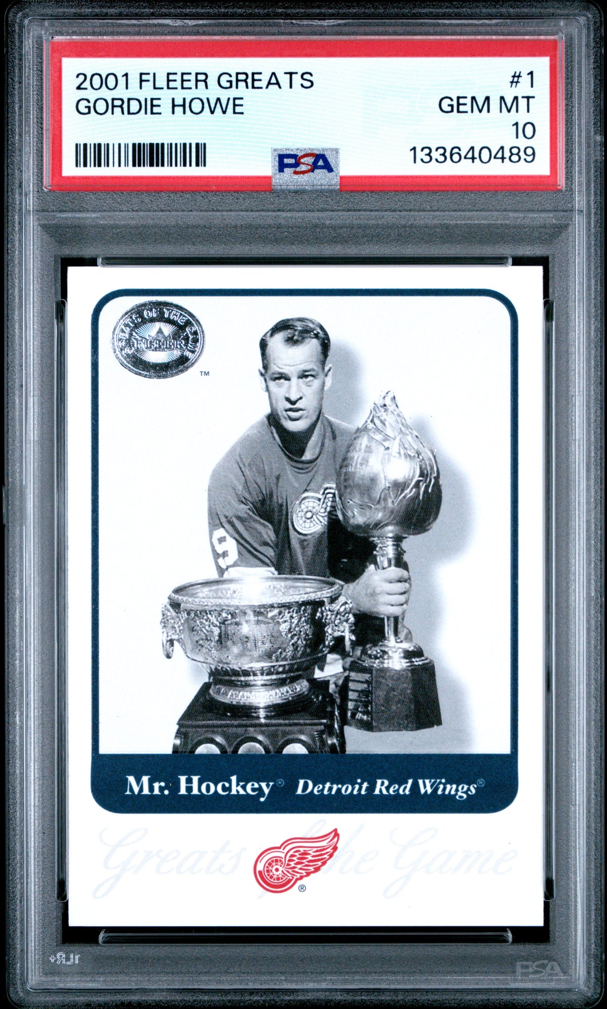 Gordie Howe 2001 Fleer Greats Hockey Card #1 Graded PSA 10 Cert #133640489-Powers Sports Memorabilia