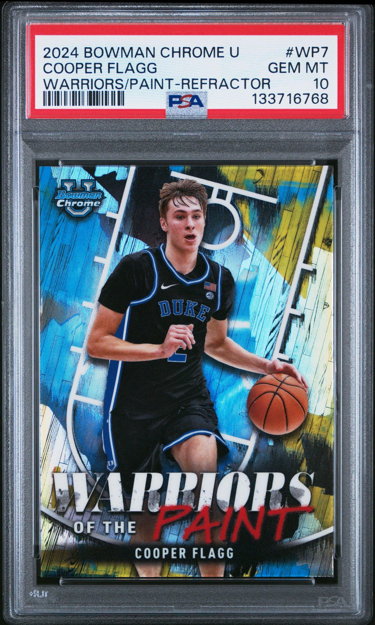 Cooper Flagg 2024 Bowman Chrome U Warriors of the Paint Refractor Basketball Rookie Card #WP7 Graded PSA 10 Cert #133716768-Powers Sports Memorabilia