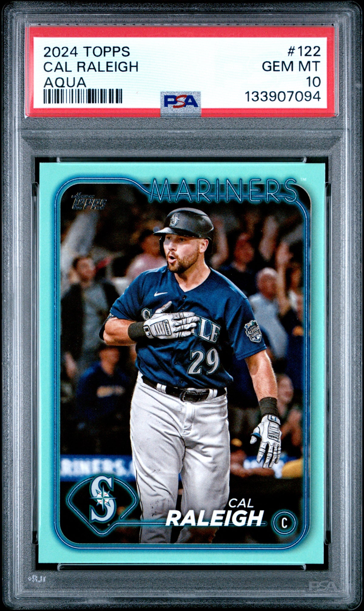Cal Raleigh 2024 Topps Aqua Baseball Card #122 Graded PSA 10 Cert #133907094-Powers Sports Memorabilia