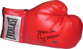 Ray Mercer Autographed Everlast Red Right Boxing Glove w/ Merciless (1988 Seoul Olympic Gold)-Powers Sports Memorabilia