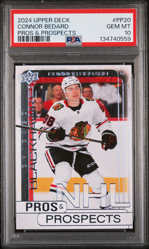 Connor Bedard 2024 Upper Deck Pros & Prospects Hockey Card #PP20 Graded PSA 10 Cert #134740559-Powers Sports Memorabilia