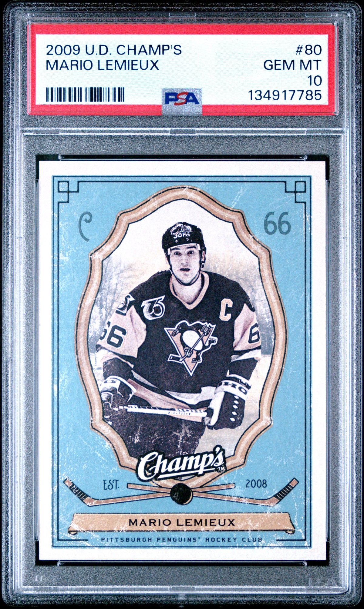 Mario Lemieux 2009 Upper Deck Champs Hockey Card #80 Graded PSA 10 Cert #134917785-Powers Sports Memorabilia