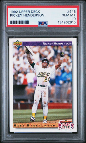 Rickey Henderson 1992 Upper Deck Athletics Card #648 PSA 10