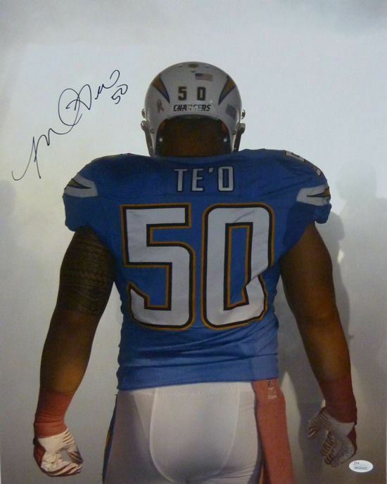 Manti Te'o San Diego Chargers Smoke Signed 16x20 Photo – JSA Authenticated-Powers Sports Memorabilia