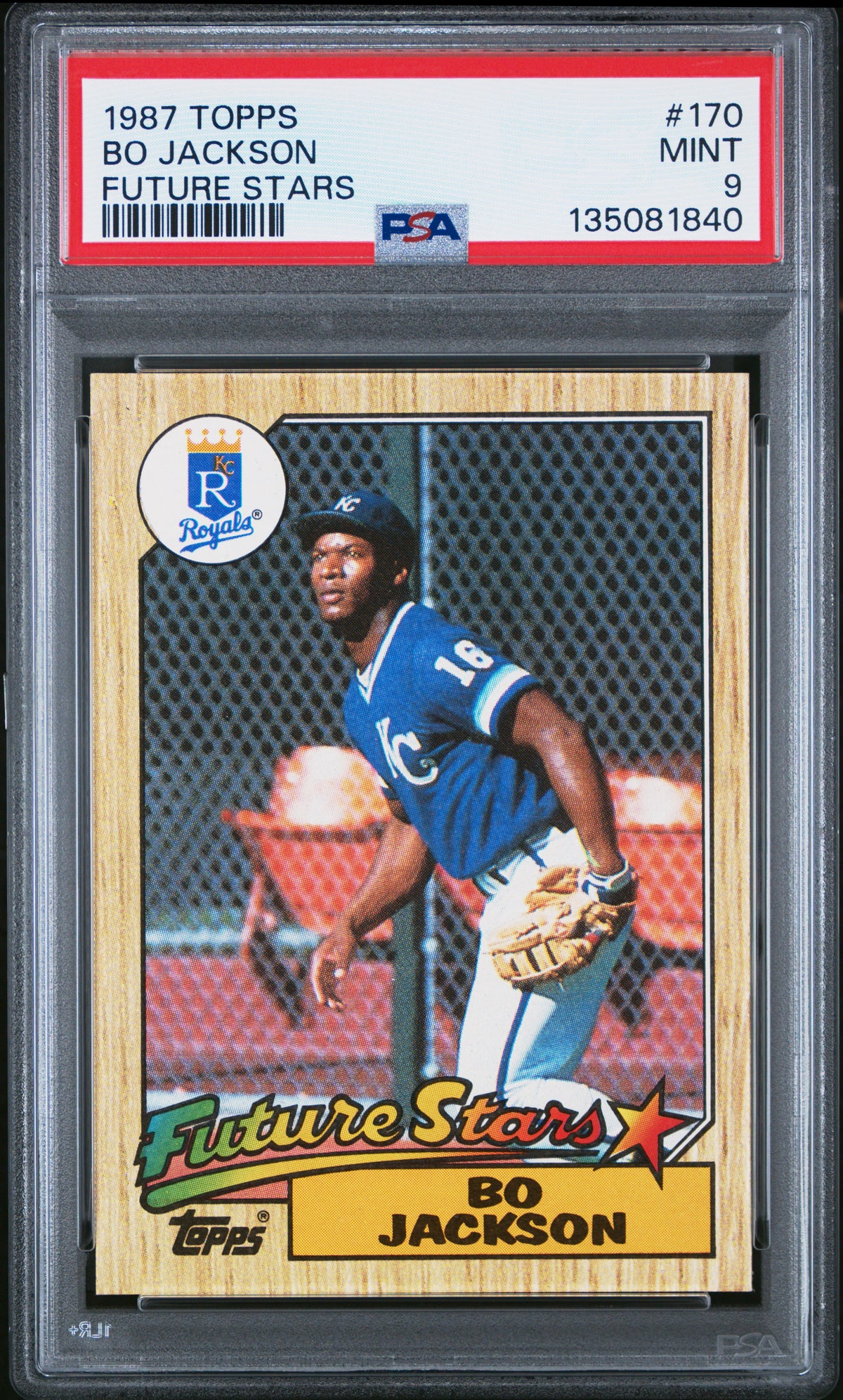 Bo Jackson 1987 Topps Future Stars Kansas City Royals Baseball RC Rookie Card #170 PSA 9 Cert #135081840
