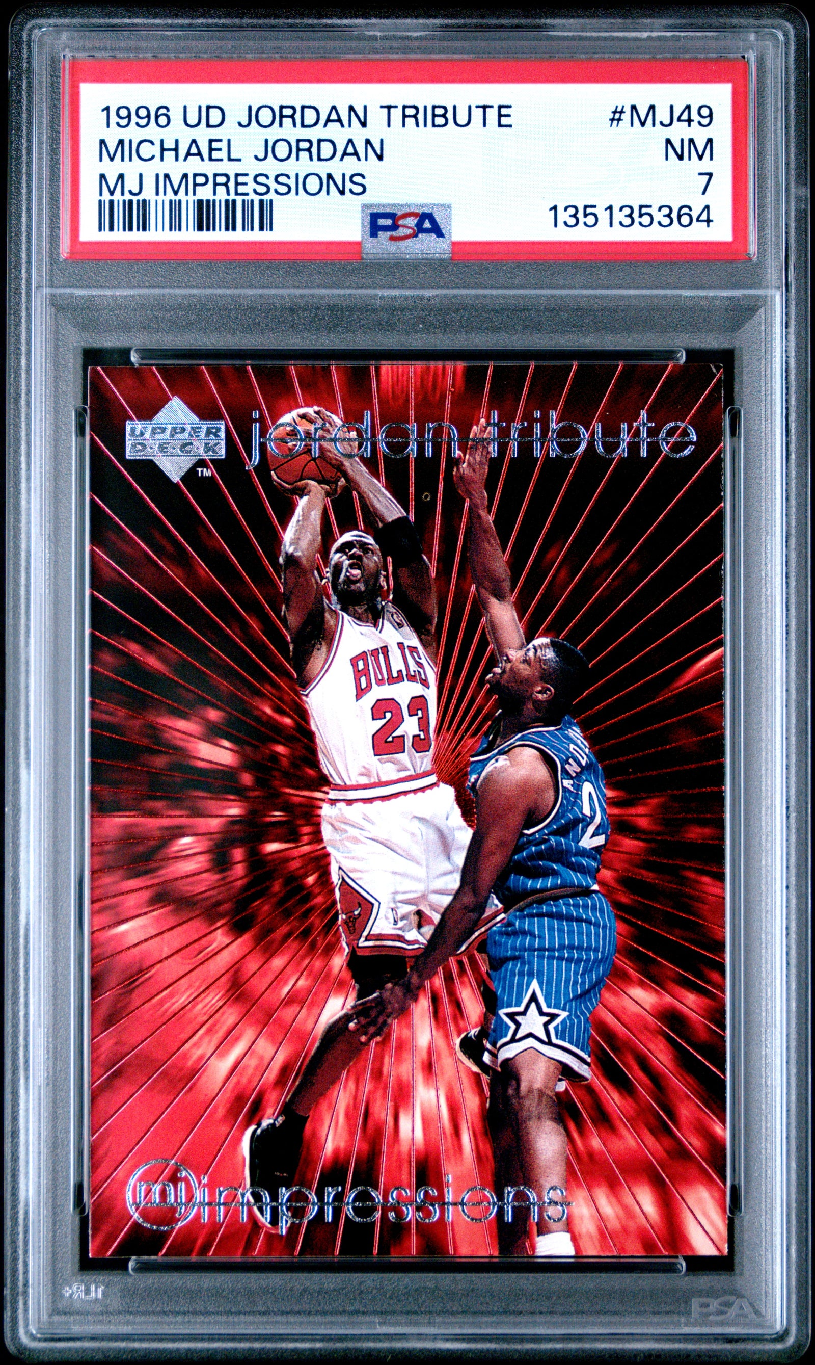 Michael Jordan 1996 UD Jordan Tribute MJ Card #MJ49 PSA 7-Powers Sports Memorabilia