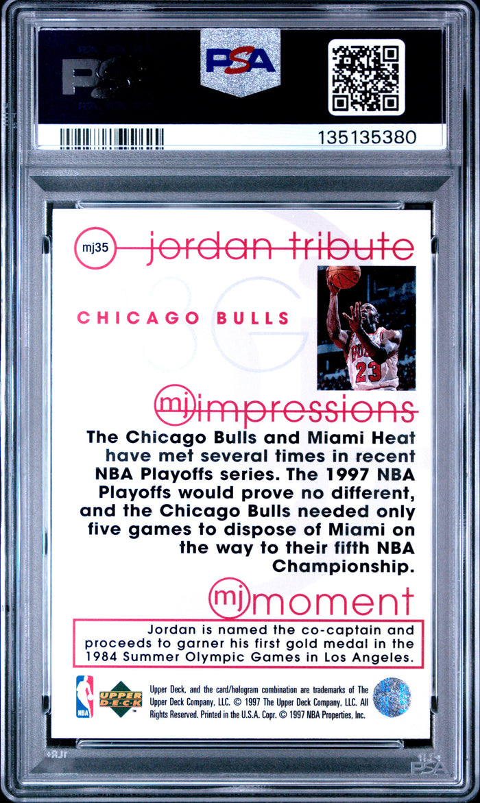 Michael Jordan 1996 Upper Deck Jordan Tribute MJ Impressions Chicago Bulls Basketball Card #MJ35 Graded PSA 9 Cert #135135380-Powers Sports Memorabilia