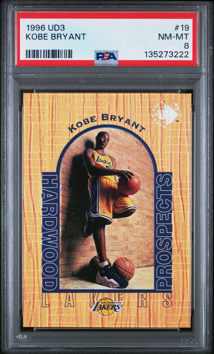 Kobe Bryant 1996 UD3 Hardwood Prospects Los Angeles Lakers Basketball RC Rookie Card #19 Graded PSA 8 Cert #135273222-Powers Sports Memorabilia