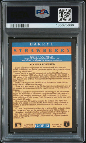 Darryl Strawberry 1991 Fleer Pro-Visions Signed Baseball Card #12 Graded PSA 5 Auto 9 Cert #135675696-Powers Sports Memorabilia