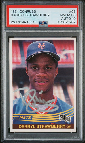 Darryl Strawberry 1984 Donruss Signed Baseball Rookie Card #68 Graded PSA 8 Auto 10 Cert #135675702-Powers Sports Memorabilia