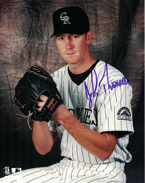 John Thomson Signed Colorado Rockies 8x10 Photo Gold-Powers Sports Memorabilia