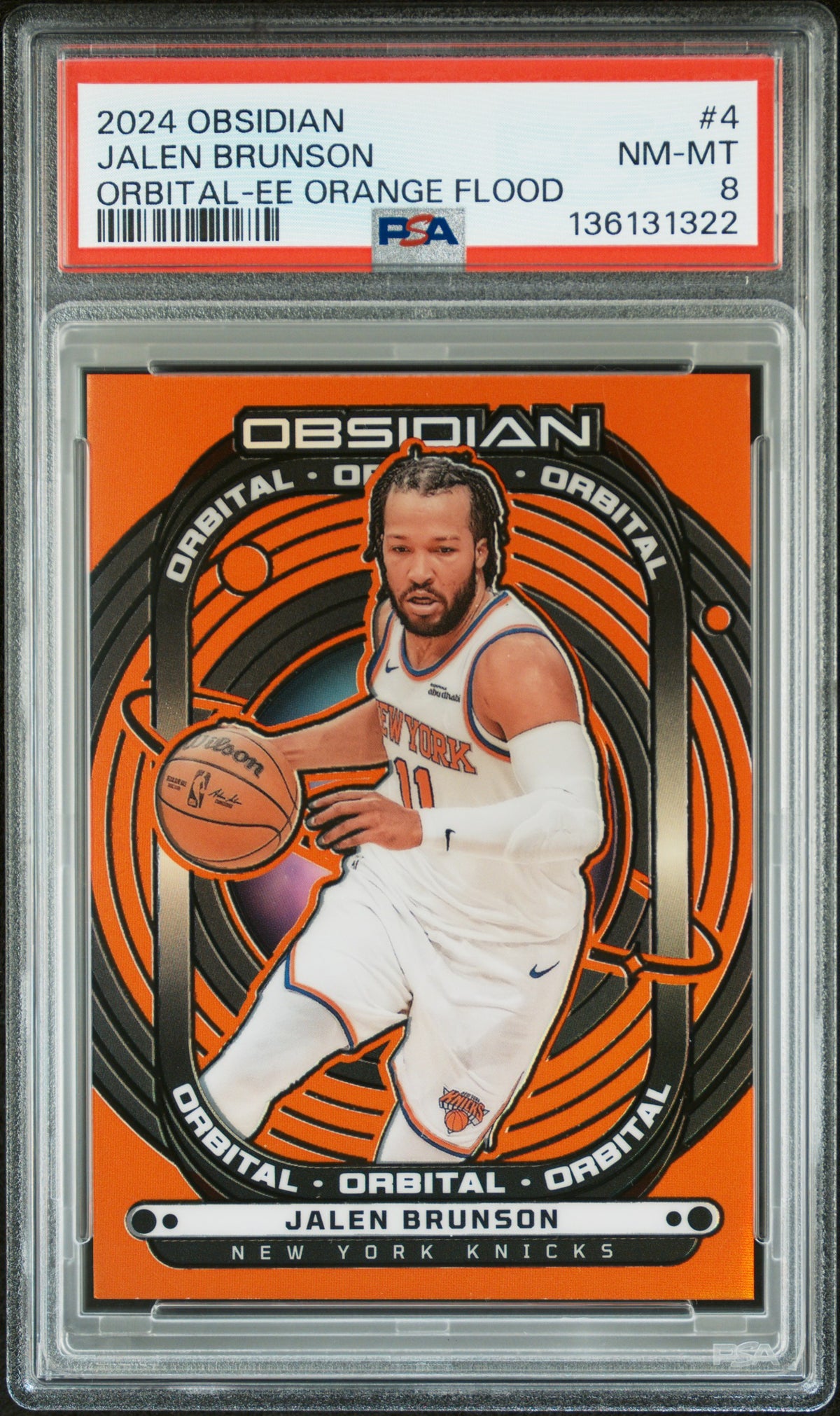 Jalen Brunson 2024 Panini Obsidian Orange Card #4 PSA 8 6/99