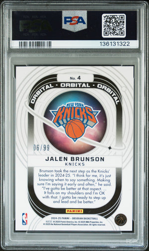 Jalen Brunson 2024 Panini Obsidian Orange Card #4 PSA 8 6/99