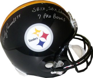 Andy Russell Autographed Pittsburgh Steelers FS Rep Helmet SB IX, SB X Champs & 7 Pro Bowls- JSA Hologram-Powers Sports Memorabilia
