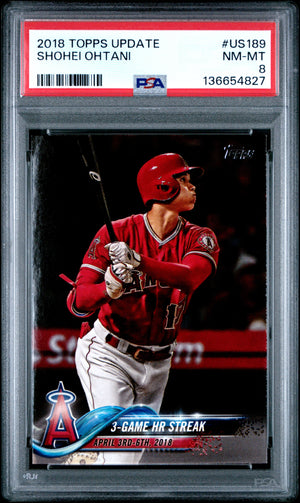 Shohei Ohtani 2018 Topps Update Los Angeles Angels Baseball Rookie Card #US189 Graded PSA 8 Cert #136654827-Powers Sports Memorabilia