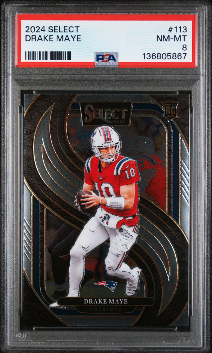 Drake Maye 2024 Select Football Rookie Card #113 Graded PSA 8 Cert #136805867-Powers Sports Memorabilia