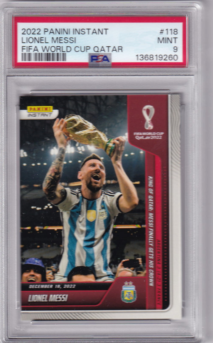 Lionel Messi 2022 Panini Instant World Cup Card #118 PSA 9-Powers Sports Memorabilia