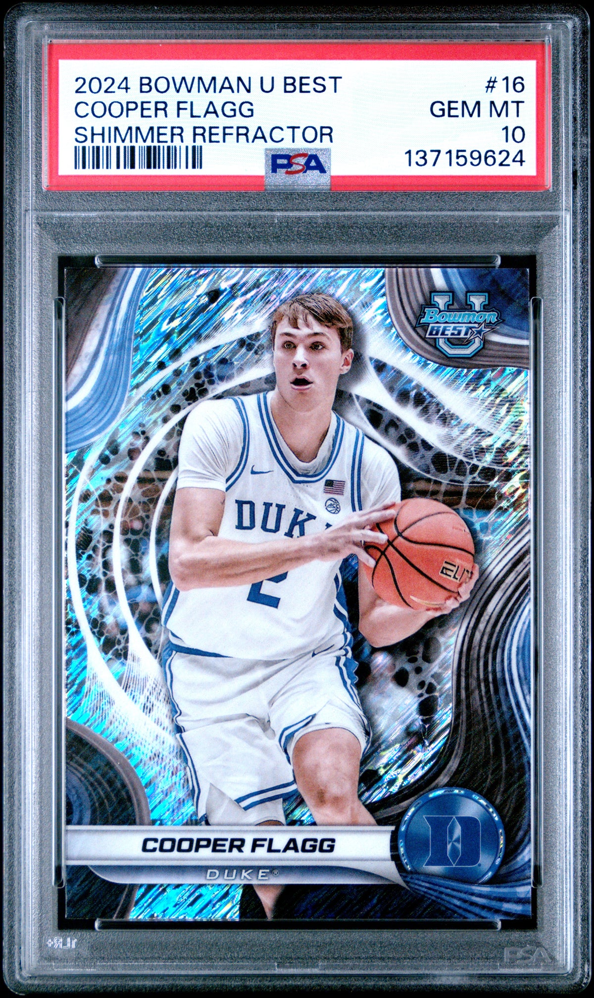 Cooper Flagg 2024 Bowman U Best Shimmer Refractor Basketball Rookie Card #16 Graded PSA 10 Cert #137159624-Powers Sports Memorabilia