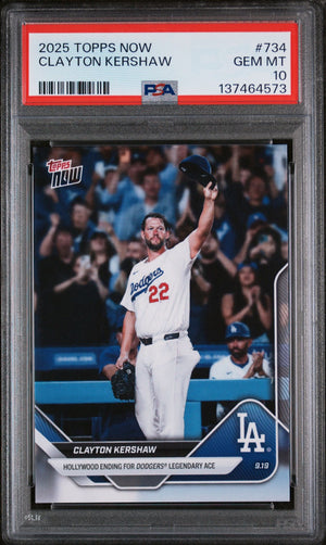 Clayton Kershaw 2025 Topps Now Last Game Baseball Card #734 Graded PSA 10 Cert #137464573-Powers Sports Memorabilia