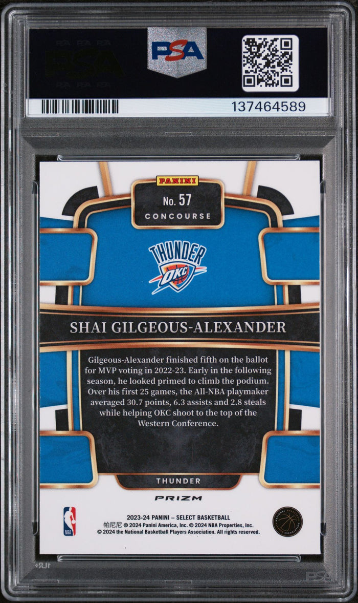 Shai Gilgeous Alexander 2023 Select Blue Prizm Basketball Card #57 Graded PSA 9 Cert #137464589-Powers Sports Memorabilia