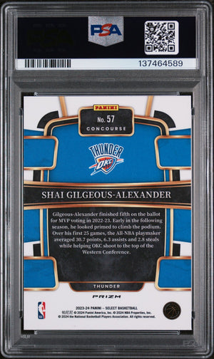 Shai Gilgeous Alexander 2023 Select Blue Prizm Basketball Card #57 Graded PSA 9 Cert #137464589-Powers Sports Memorabilia