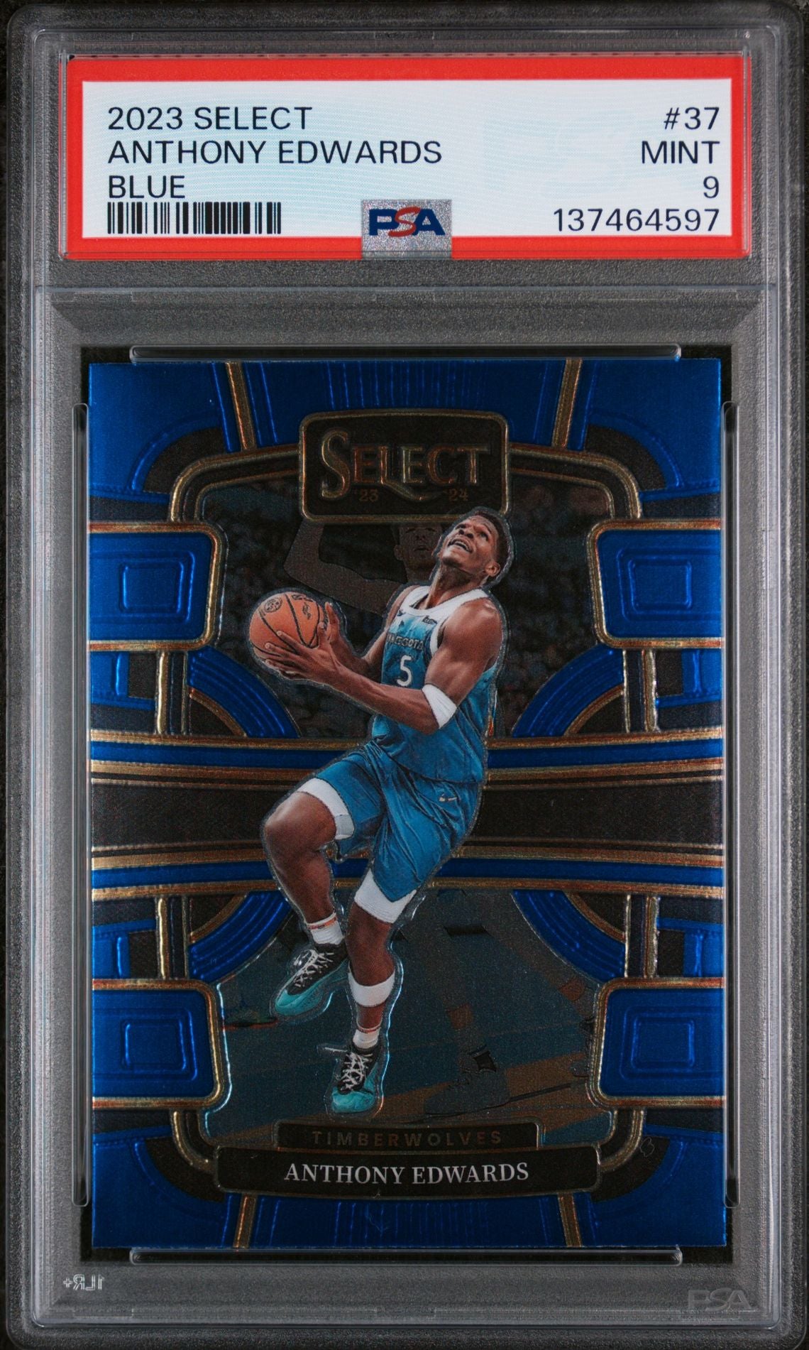 Anthony Edwards 2023 Select Blue Basketball Card #37 Graded PSA 9 Cert #137464597-Powers Sports Memorabilia