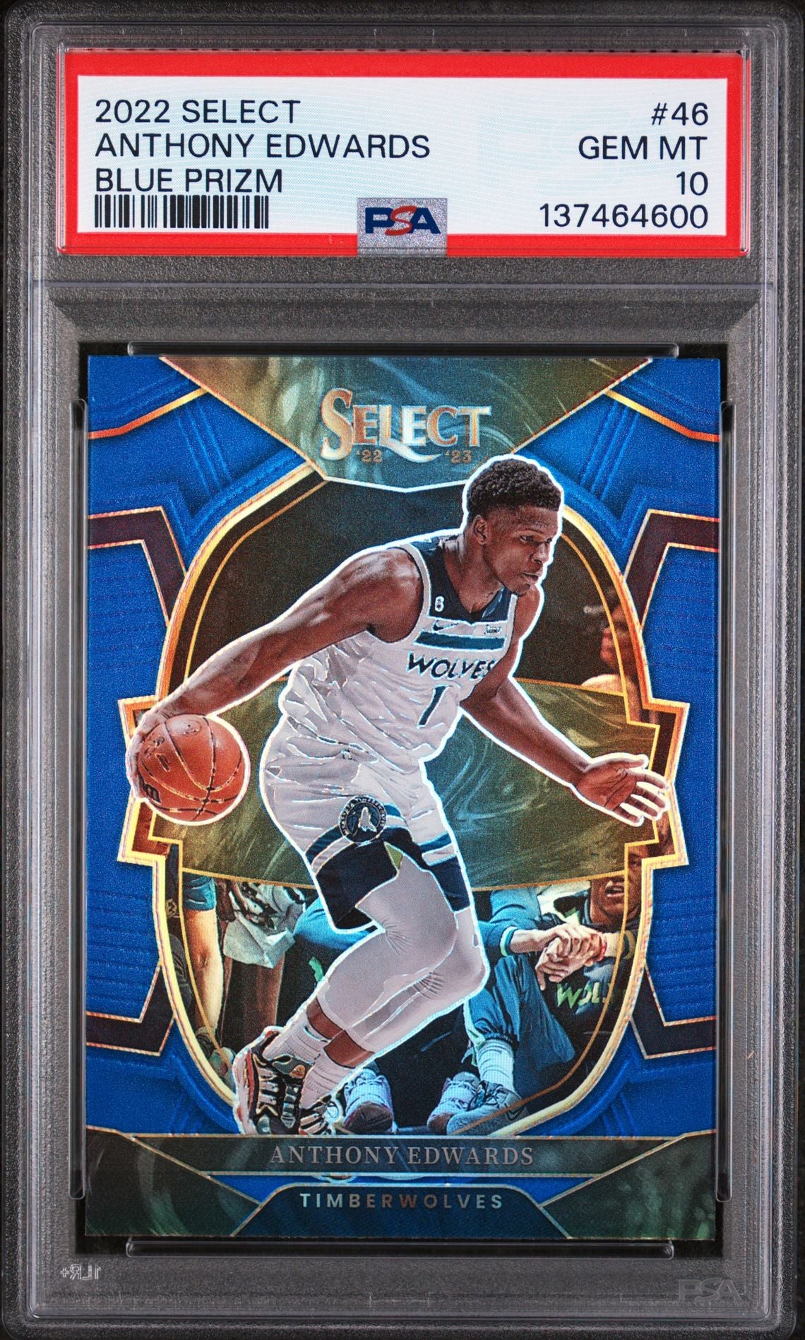 Anthony Edwards 2022 Select Blue Prizm Basketball Card #46 Graded PSA 10 Cert #137464600-Powers Sports Memorabilia